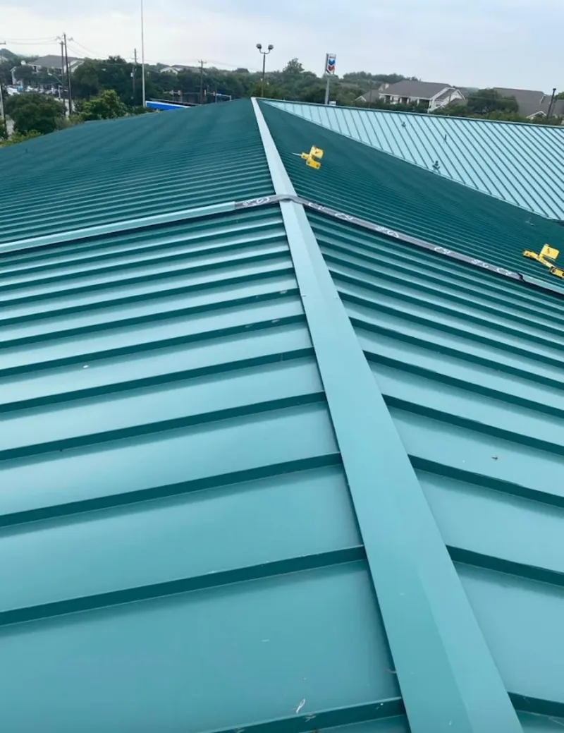 Green commercial metal roof ridge and valley for Metal Roof Repair in Palm Beach Gardens